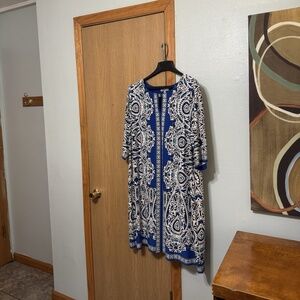 Sandra Darren Size 20W w/Paisley Print Short Sleeve Knee-Length Shift Dress